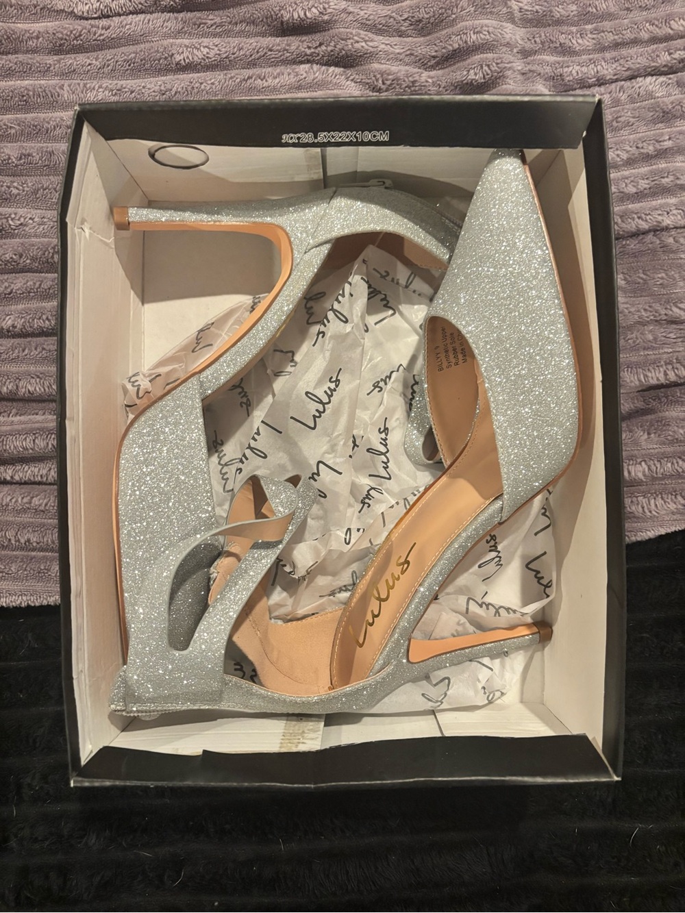 Lulu's Silver Glitter Pointed-Toe Ankle-Strap Heels - Picture 2 of 2